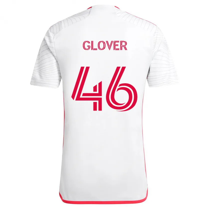 Danxen Niño Camiseta Caden Glover #46 Blanco Rojo 2ª Equipación 2024/25 La Camisa