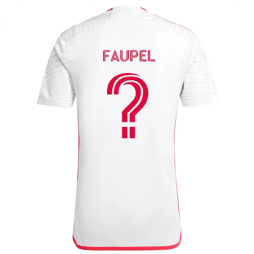 Danxen Niño Camiseta Anthony Faupel #0 Blanco Rojo 2ª Equipación 2024/25 La Camisa