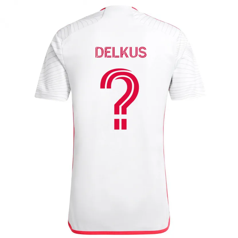 Danxen Niño Camiseta Jackson Delkus #0 Blanco Rojo 2ª Equipación 2024/25 La Camisa