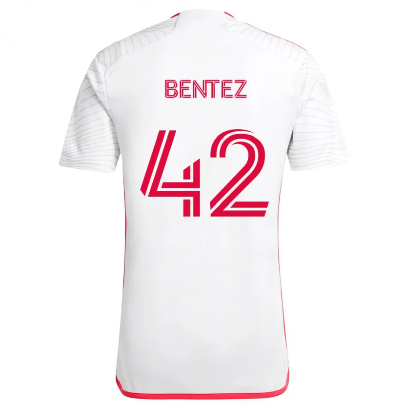 Danxen Niño Camiseta Óscar Benítez #42 Blanco Rojo 2ª Equipación 2024/25 La Camisa