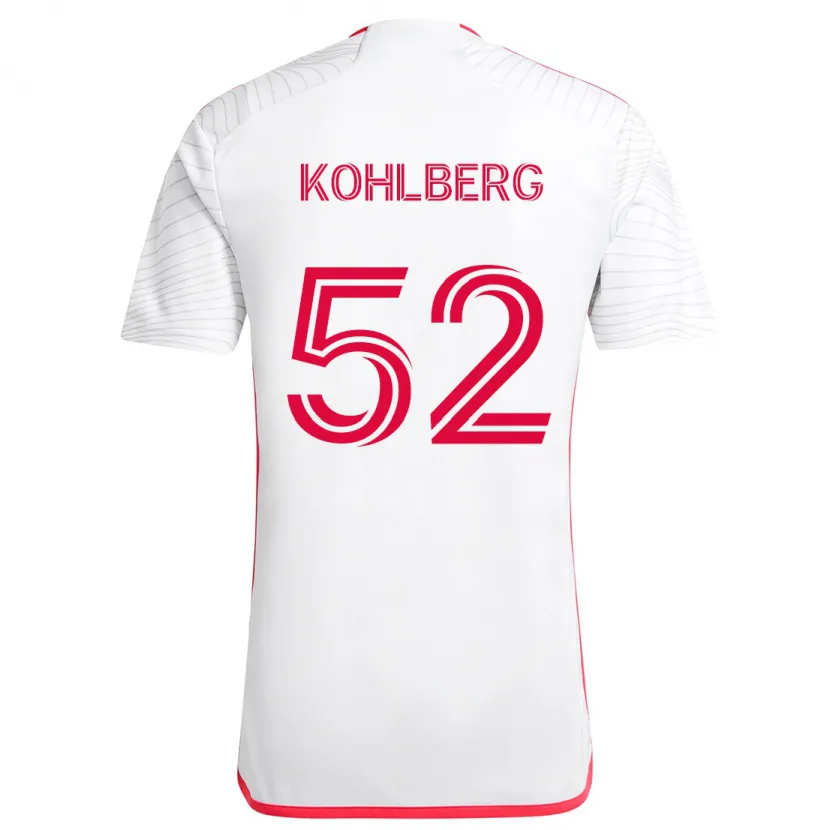 Danxen Niño Camiseta Andrew Kohlberg #52 Blanco Rojo 2ª Equipación 2024/25 La Camisa