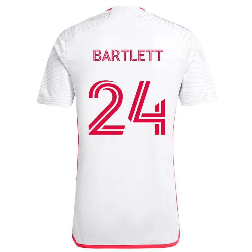 Danxen Niño Camiseta Lucas Bartlett #24 Blanco Rojo 2ª Equipación 2024/25 La Camisa