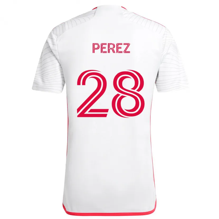 Danxen Niño Camiseta Miguel Perez #28 Blanco Rojo 2ª Equipación 2024/25 La Camisa