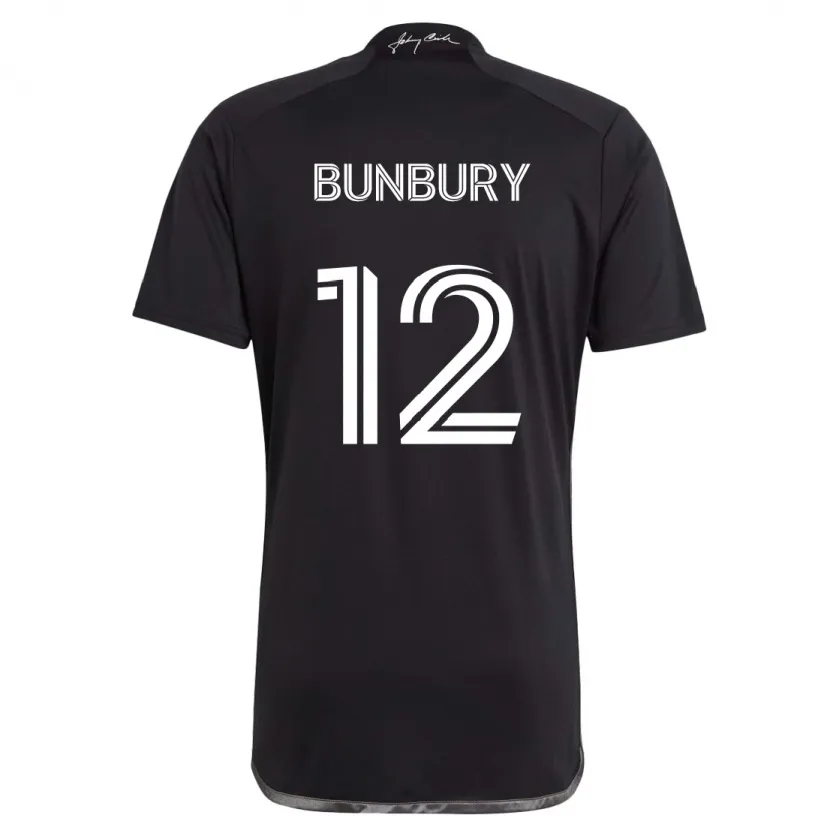 Danxen Niño Camiseta Teal Bunbury #12 Negro 2ª Equipación 2024/25 La Camisa