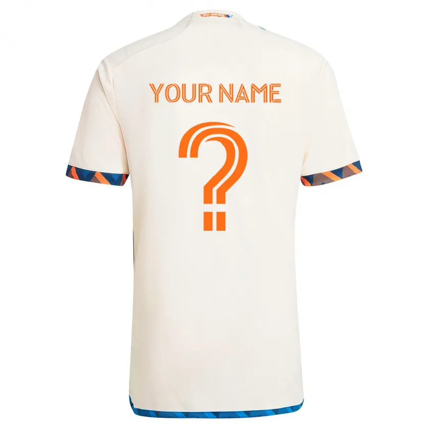 Danxen Niño Camiseta Su Nombre #0 Blanco Naranja 2ª Equipación 2024/25 La Camisa