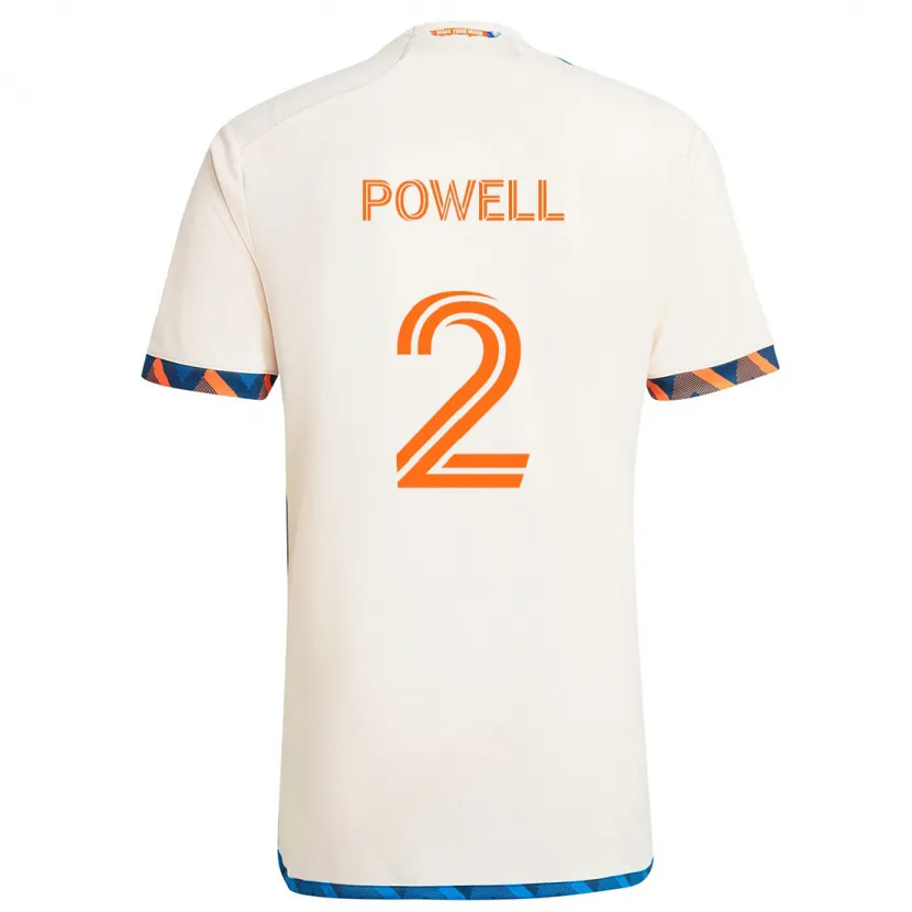 Danxen Niño Camiseta Alvas Powell #2 Blanco Naranja 2ª Equipación 2024/25 La Camisa