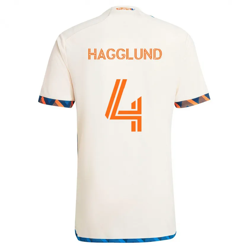 Danxen Niño Camiseta Nick Hagglund #4 Blanco Naranja 2ª Equipación 2024/25 La Camisa