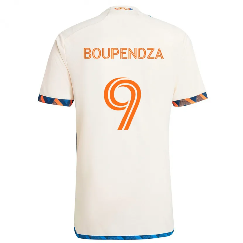 Danxen Niño Camiseta Aaron Boupendza #9 Blanco Naranja 2ª Equipación 2024/25 La Camisa