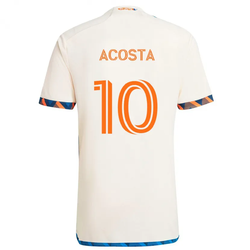 Danxen Niño Camiseta Luciano Acosta #10 Blanco Naranja 2ª Equipación 2024/25 La Camisa