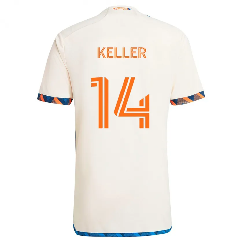 Danxen Niño Camiseta Kipp Keller #14 Blanco Naranja 2ª Equipación 2024/25 La Camisa