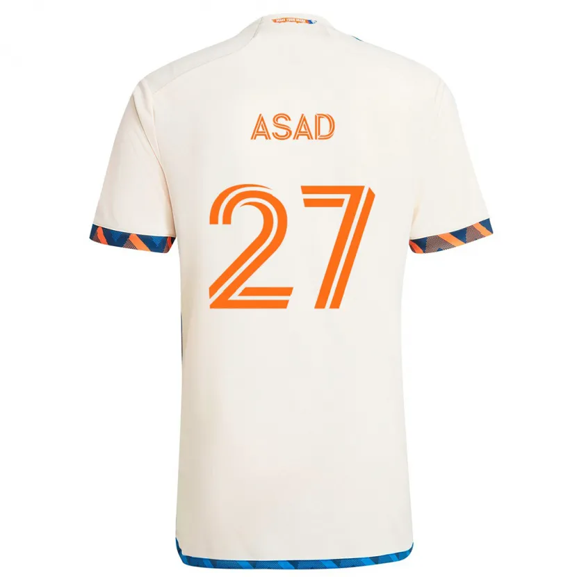 Danxen Niño Camiseta Yamil Asad #27 Blanco Naranja 2ª Equipación 2024/25 La Camisa