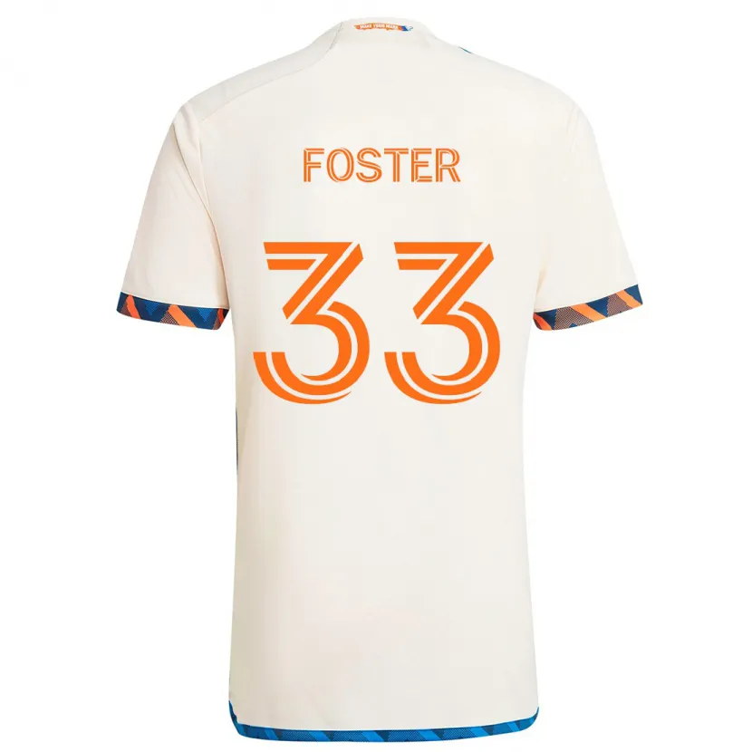 Danxen Niño Camiseta Isaiah Foster #33 Blanco Naranja 2ª Equipación 2024/25 La Camisa