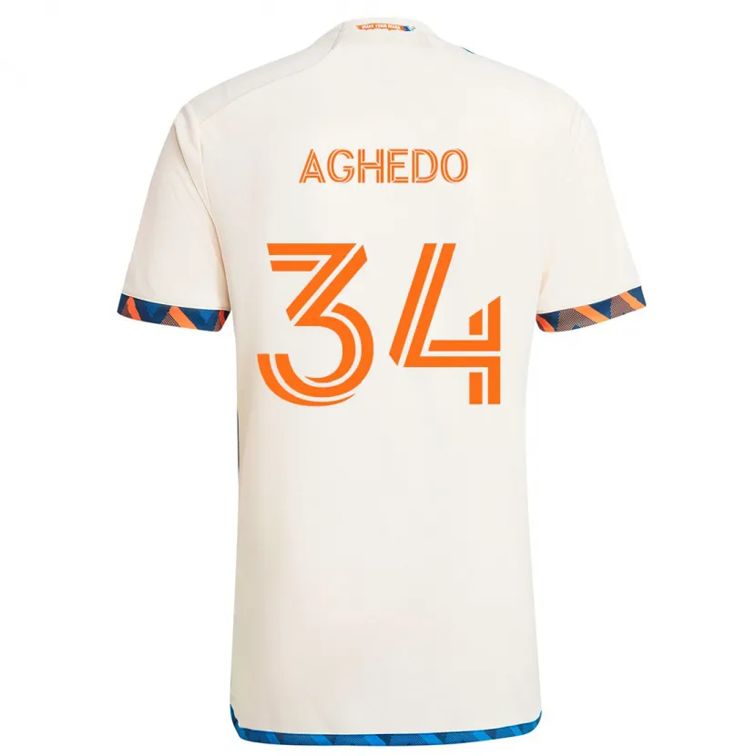 Danxen Niño Camiseta London Aghedo #34 Blanco Naranja 2ª Equipación 2024/25 La Camisa