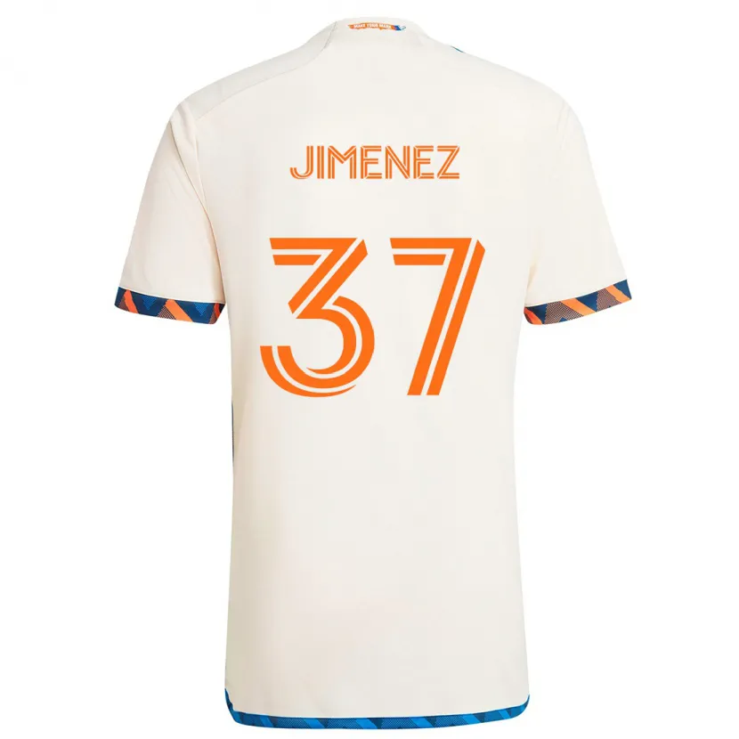 Danxen Niño Camiseta Stiven Jimenez #37 Blanco Naranja 2ª Equipación 2024/25 La Camisa