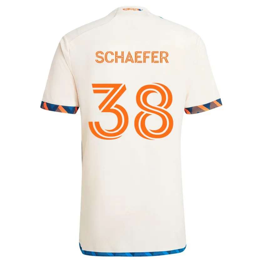 Danxen Niño Camiseta Brian Schaefer #38 Blanco Naranja 2ª Equipación 2024/25 La Camisa