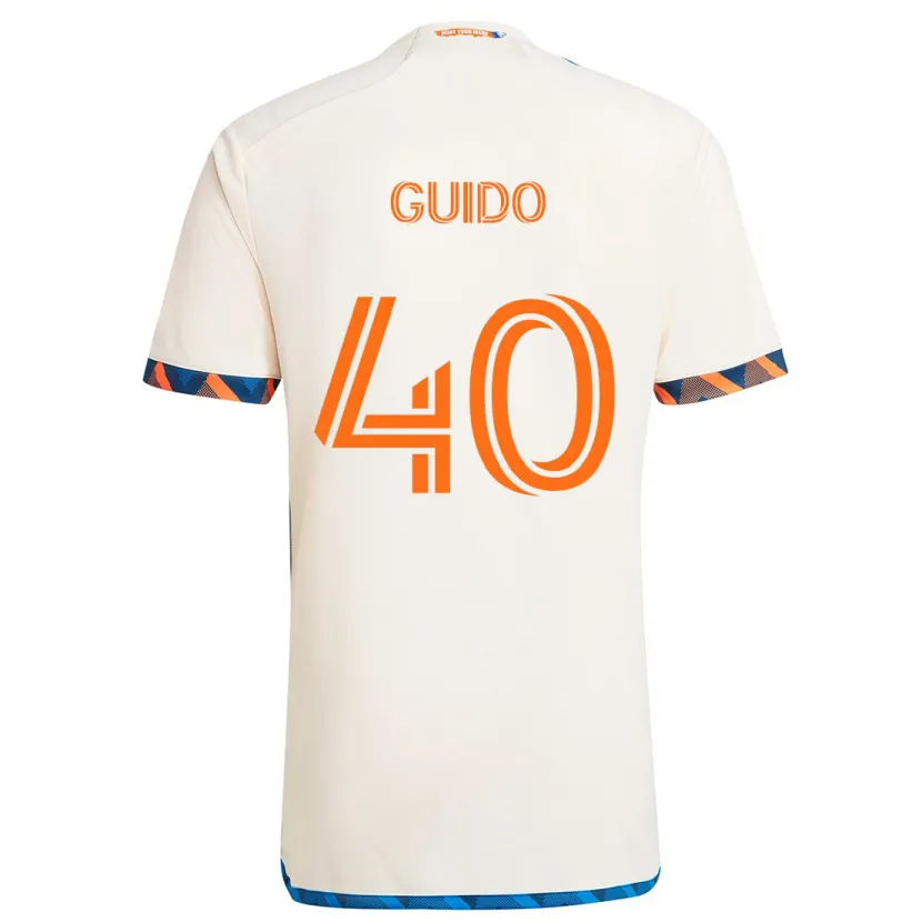 Danxen Niño Camiseta Alejandro Guido #40 Blanco Naranja 2ª Equipación 2024/25 La Camisa