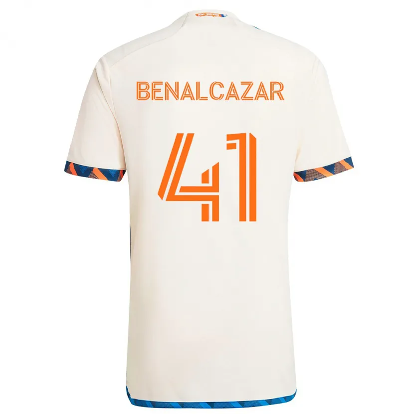 Danxen Niño Camiseta Nico Benalcázar #41 Blanco Naranja 2ª Equipación 2024/25 La Camisa