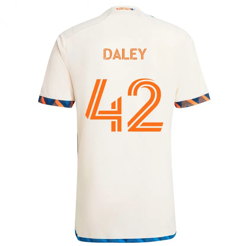 Danxen Niño Camiseta Amir Daley #42 Blanco Naranja 2ª Equipación 2024/25 La Camisa