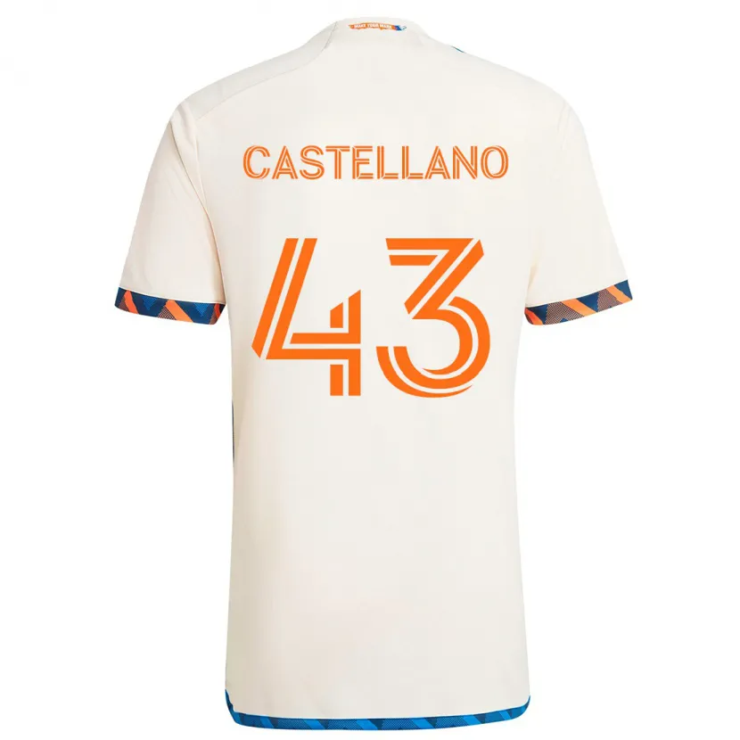 Danxen Niño Camiseta Jesús Castellano #43 Blanco Naranja 2ª Equipación 2024/25 La Camisa