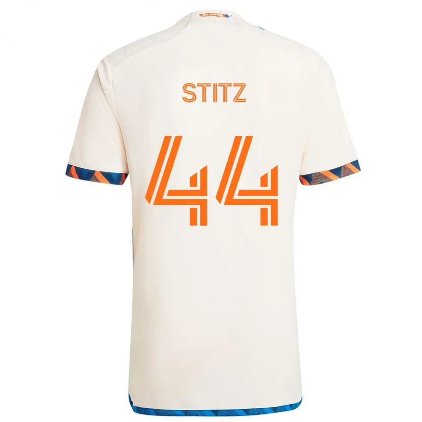 Danxen Niño Camiseta Ben Stitz #44 Blanco Naranja 2ª Equipación 2024/25 La Camisa