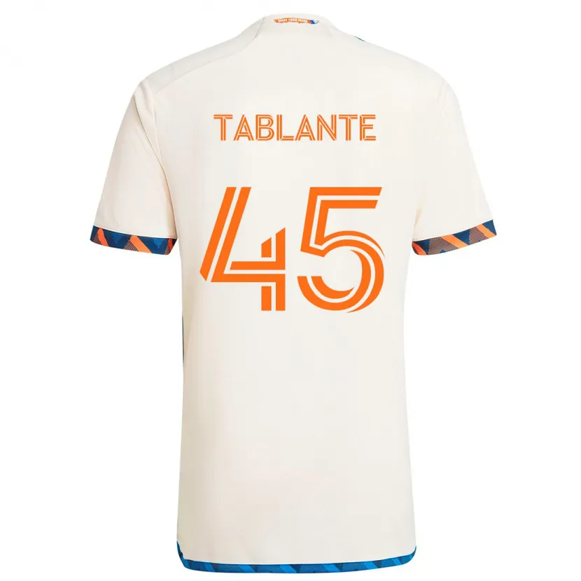 Danxen Niño Camiseta Moises Tablante #45 Blanco Naranja 2ª Equipación 2024/25 La Camisa