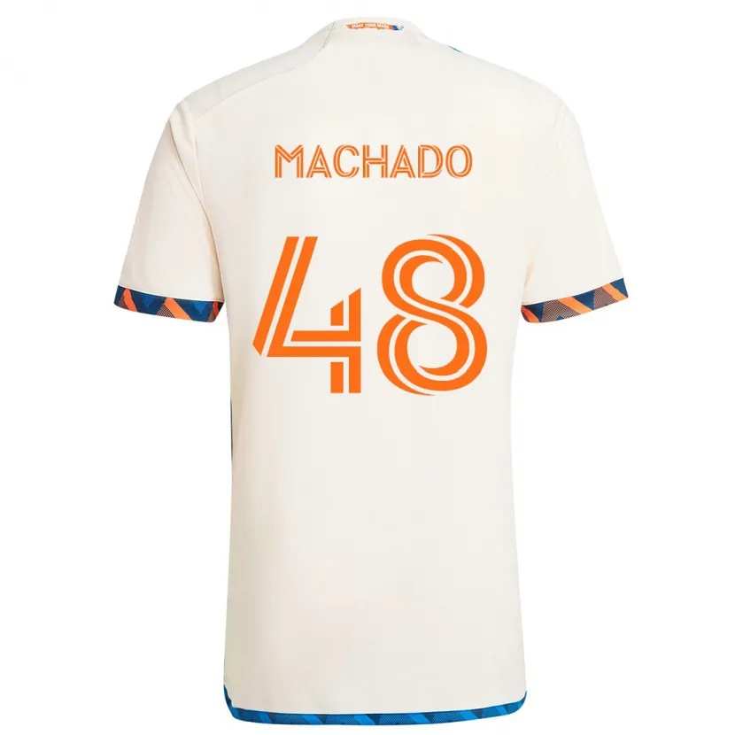 Danxen Niño Camiseta Juan Machado #48 Blanco Naranja 2ª Equipación 2024/25 La Camisa