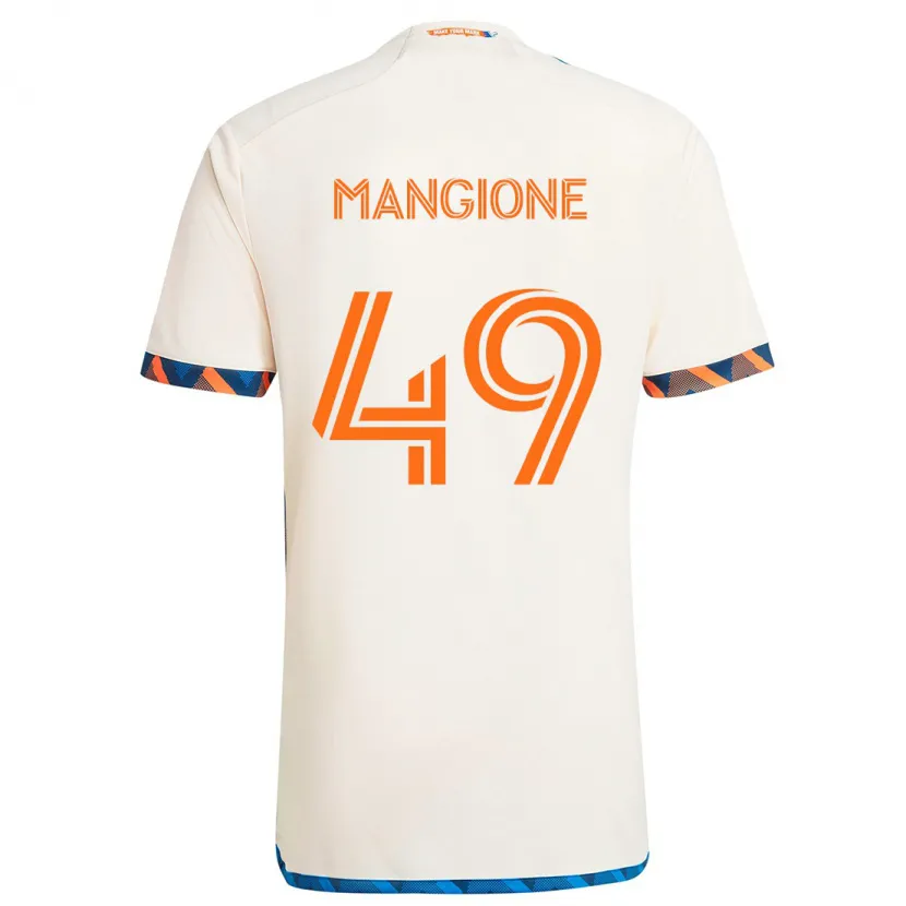 Danxen Niño Camiseta Peter Mangione #49 Blanco Naranja 2ª Equipación 2024/25 La Camisa