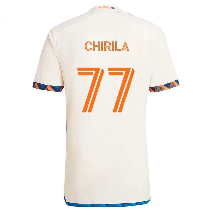 Danxen Niño Camiseta Stefan Chirila #77 Blanco Naranja 2ª Equipación 2024/25 La Camisa