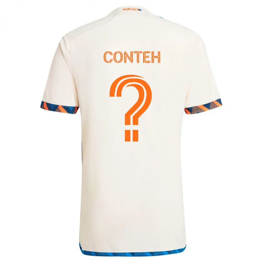 Danxen Niño Camiseta Haroun Conteh #0 Blanco Naranja 2ª Equipación 2024/25 La Camisa