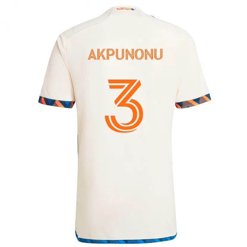 Danxen Niño Camiseta Joey Akpunonu #3 Blanco Naranja 2ª Equipación 2024/25 La Camisa