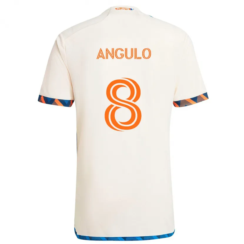 Danxen Niño Camiseta Marco Angulo #8 Blanco Naranja 2ª Equipación 2024/25 La Camisa