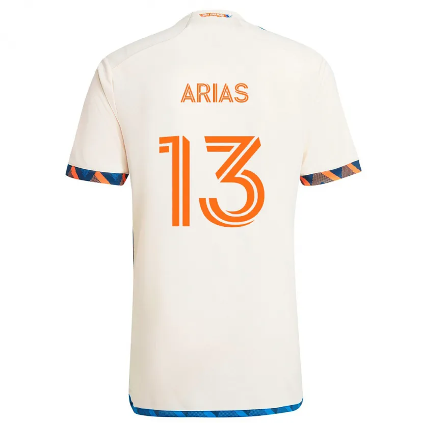 Danxen Niño Camiseta Santiago Arias #13 Blanco Naranja 2ª Equipación 2024/25 La Camisa