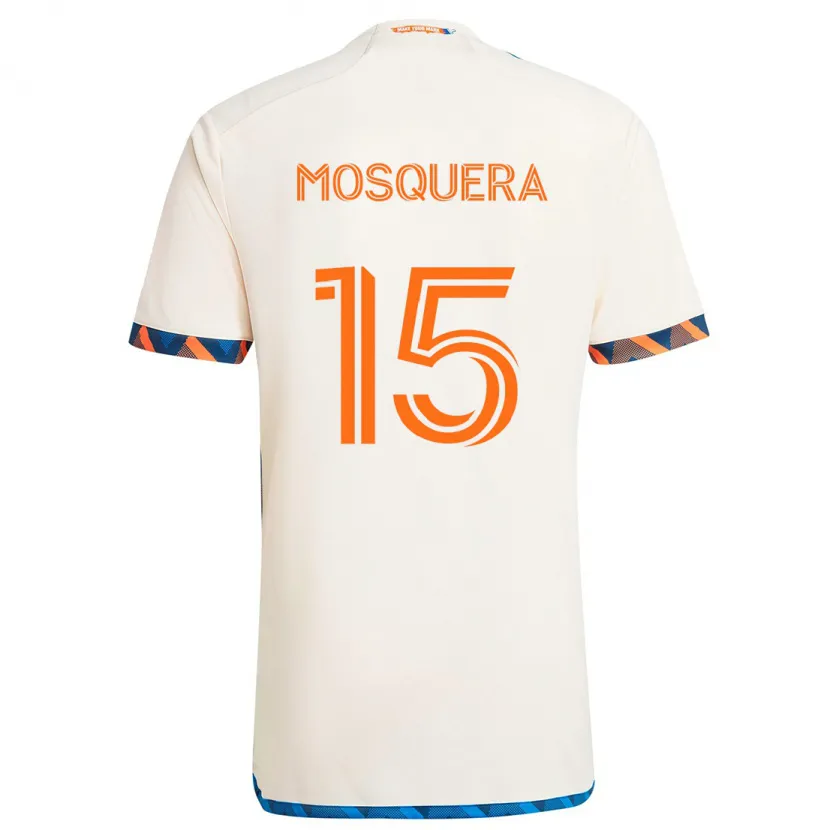 Danxen Niño Camiseta Yerson Mosquera #15 Blanco Naranja 2ª Equipación 2024/25 La Camisa