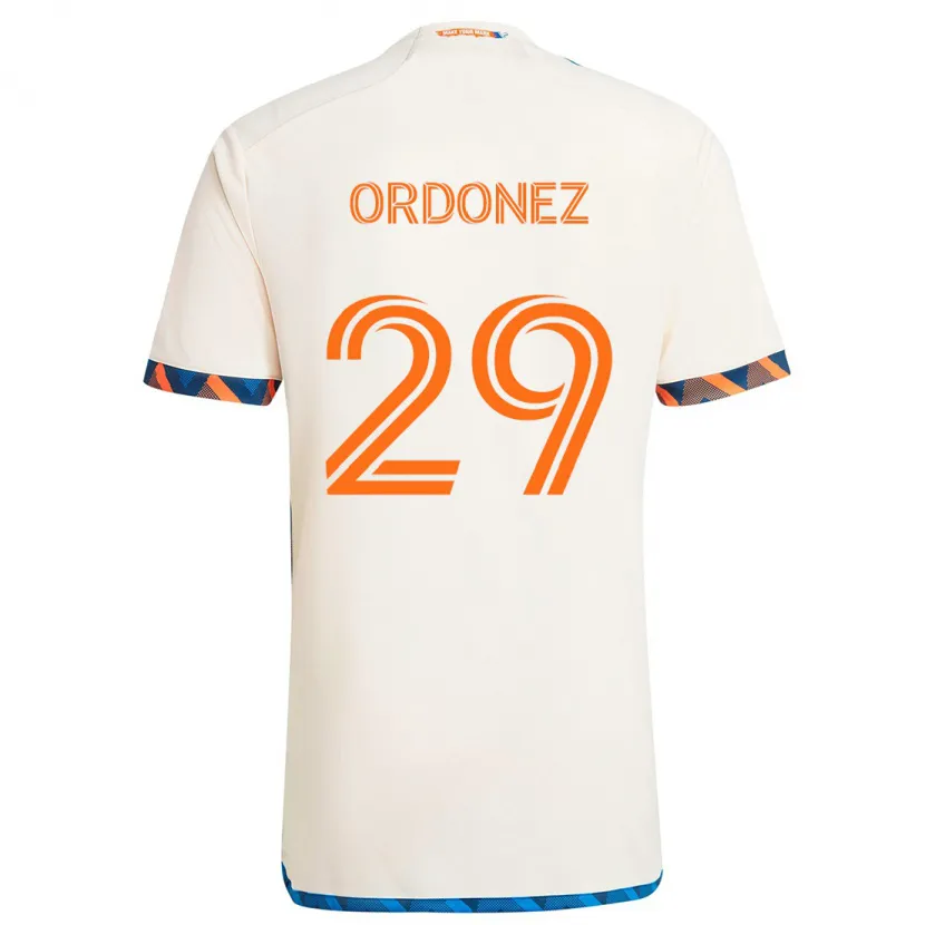 Danxen Niño Camiseta Arquímides Ordóñez #29 Blanco Naranja 2ª Equipación 2024/25 La Camisa