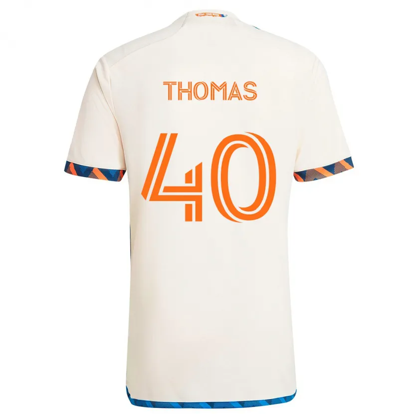 Danxen Niño Camiseta Kai Thomas #40 Blanco Naranja 2ª Equipación 2024/25 La Camisa