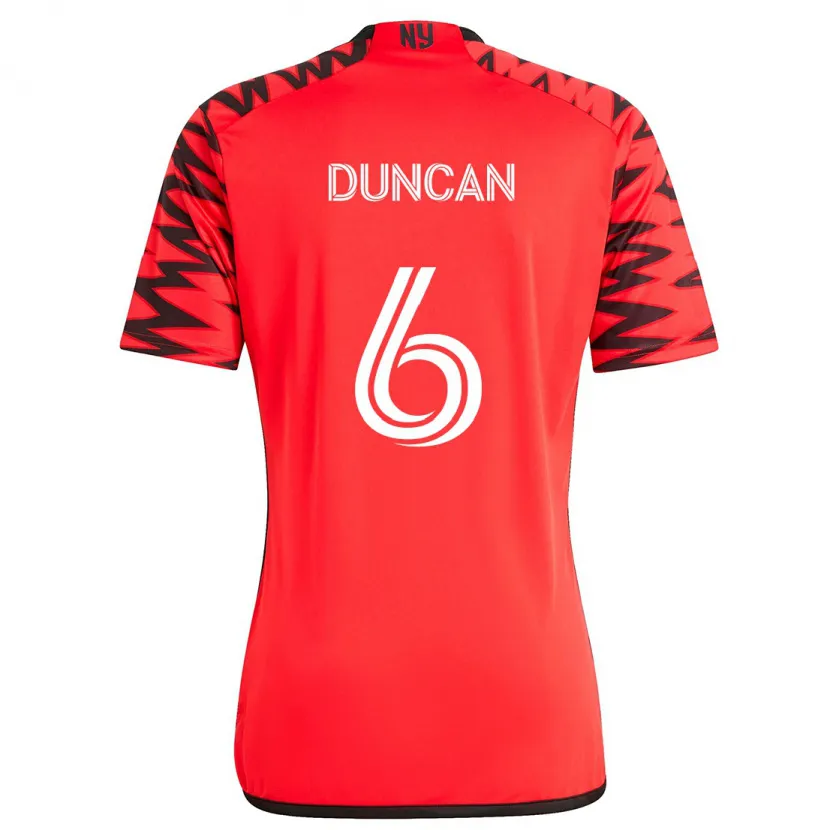 Danxen Niño Camiseta Kyle Duncan #6 Rojo Negro Blanco 2ª Equipación 2024/25 La Camisa