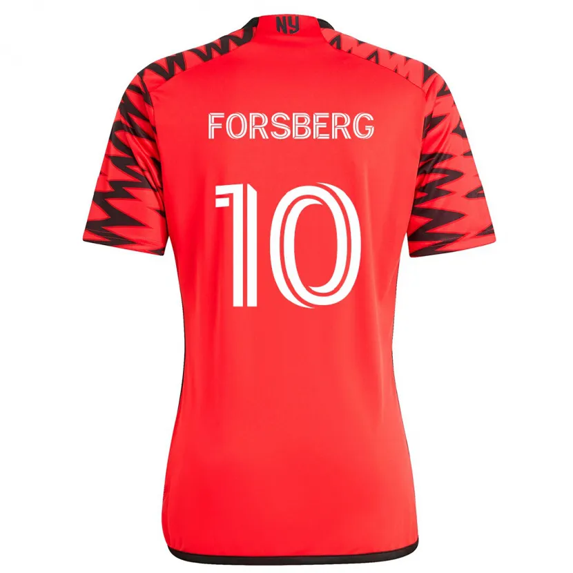 Danxen Niño Camiseta Emil Forsberg #10 Rojo Negro Blanco 2ª Equipación 2024/25 La Camisa