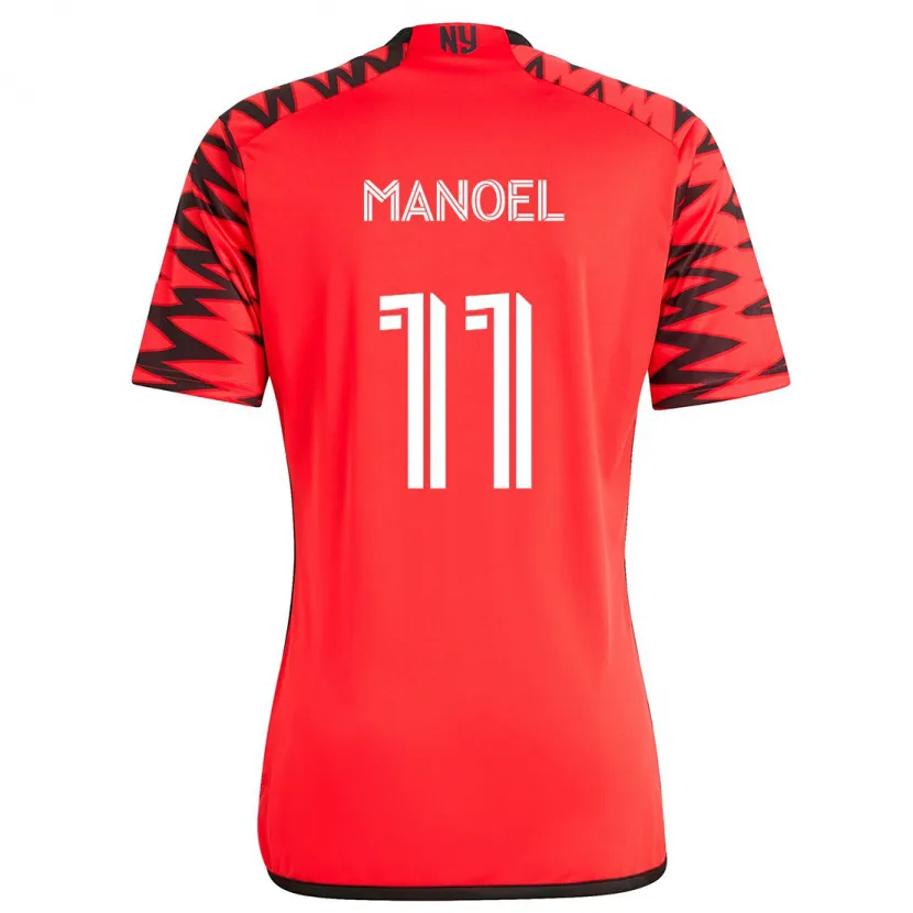 Danxen Niño Camiseta Elias Manoel #11 Rojo Negro Blanco 2ª Equipación 2024/25 La Camisa