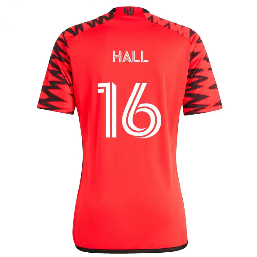 Danxen Niño Camiseta Julian Hall #16 Rojo Negro Blanco 2ª Equipación 2024/25 La Camisa