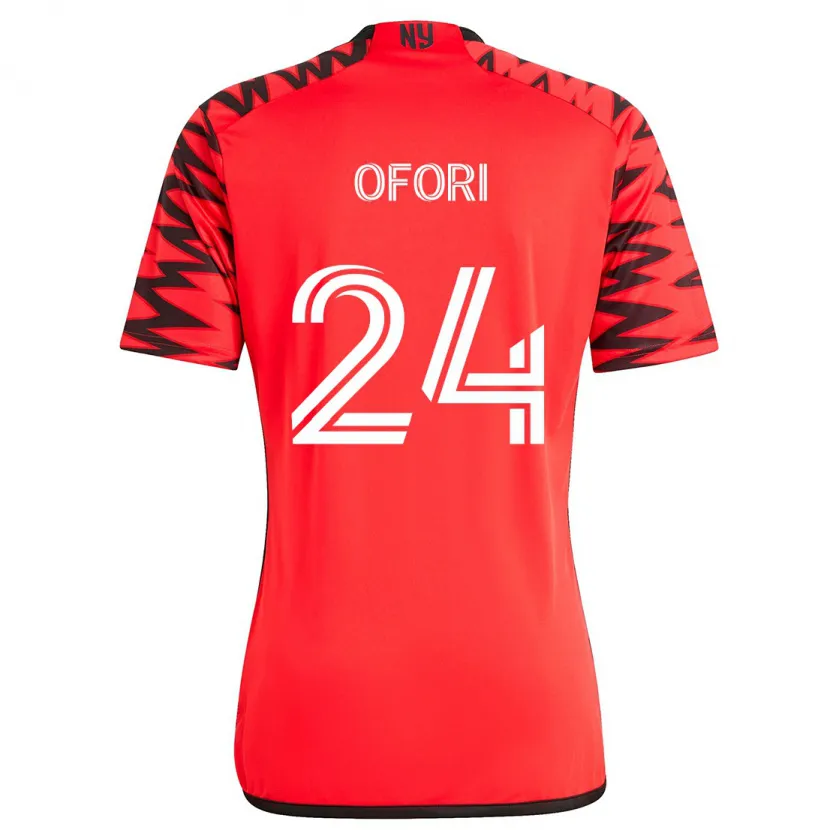 Danxen Niño Camiseta Curtis Ofori #24 Rojo Negro Blanco 2ª Equipación 2024/25 La Camisa