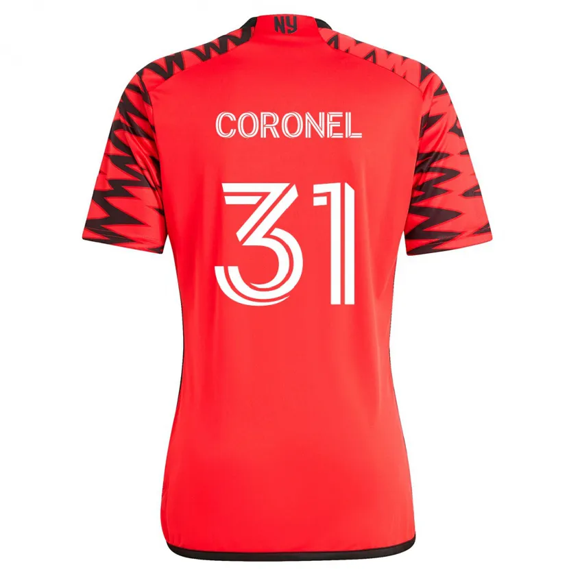 Danxen Niño Camiseta Carlos Coronel #31 Rojo Negro Blanco 2ª Equipación 2024/25 La Camisa