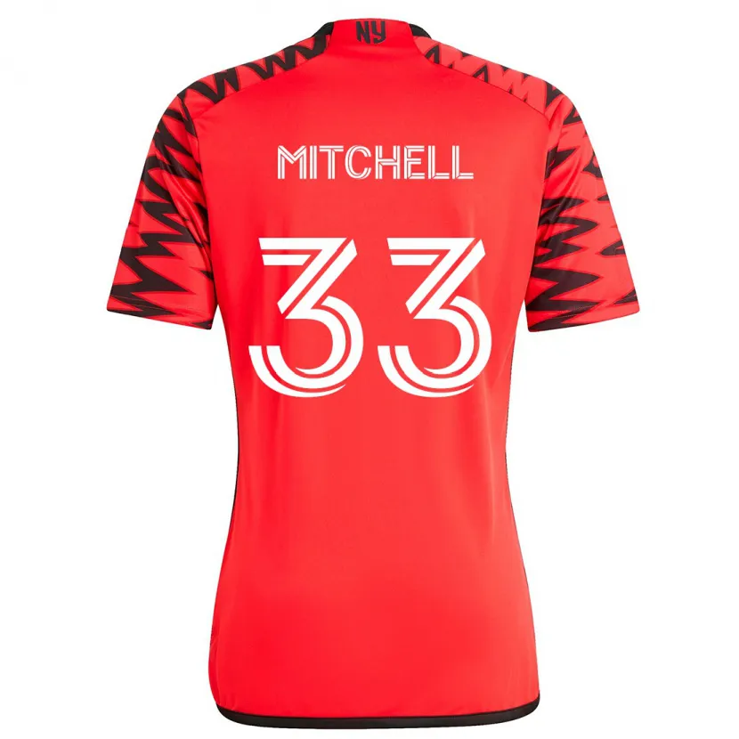 Danxen Niño Camiseta Roald Mitchell #33 Rojo Negro Blanco 2ª Equipación 2024/25 La Camisa