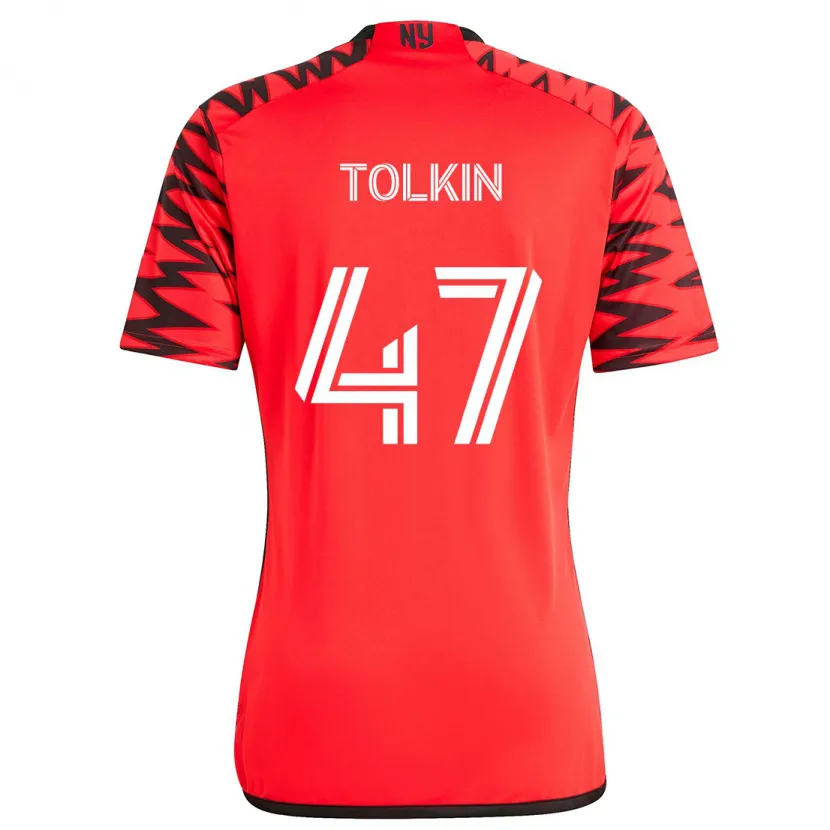 Danxen Niño Camiseta John Tolkin #47 Rojo Negro Blanco 2ª Equipación 2024/25 La Camisa