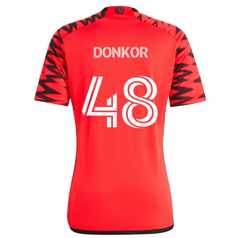 Danxen Niño Camiseta Ronald Donkor #48 Rojo Negro Blanco 2ª Equipación 2024/25 La Camisa