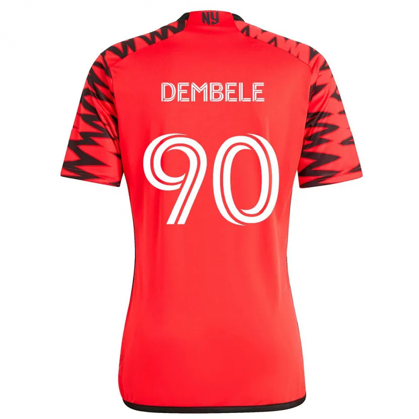 Danxen Niño Camiseta Malick Dembele #90 Rojo Negro Blanco 2ª Equipación 2024/25 La Camisa