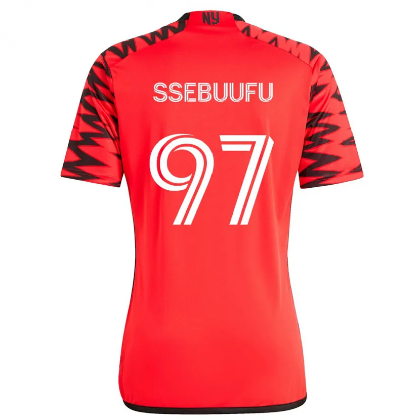 Danxen Niño Camiseta Frank Ssebuufu #97 Rojo Negro Blanco 2ª Equipación 2024/25 La Camisa