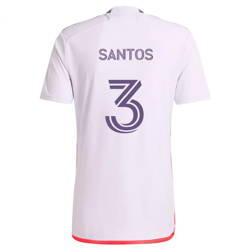 Danxen Niño Camiseta Rafael Santos #3 Blanco Rojo Púrpura 2ª Equipación 2024/25 La Camisa