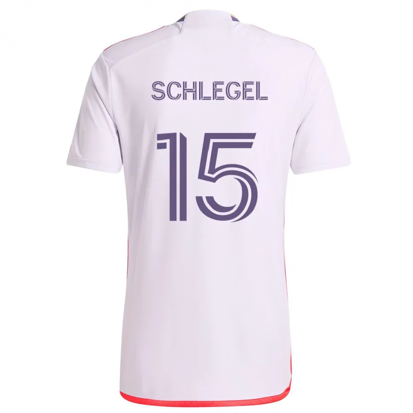 Danxen Niño Camiseta Rodrigo Schlegel #15 Blanco Rojo Púrpura 2ª Equipación 2024/25 La Camisa