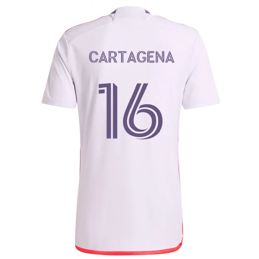 Danxen Niño Camiseta Wilder Cartagena #16 Blanco Rojo Púrpura 2ª Equipación 2024/25 La Camisa