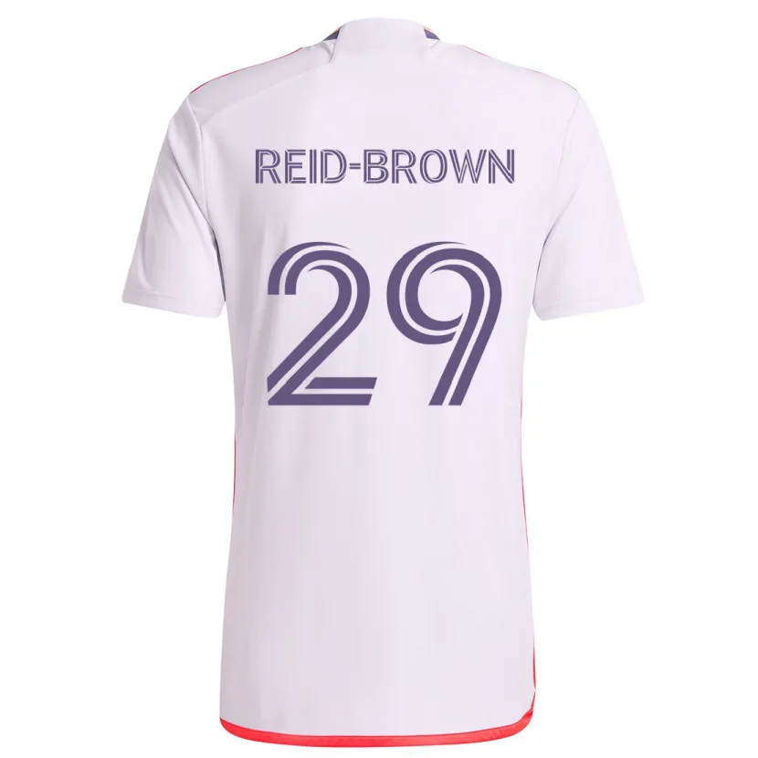 Danxen Niño Camiseta Tahir Reid-Brown #29 Blanco Rojo Púrpura 2ª Equipación 2024/25 La Camisa